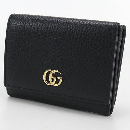 中古 グッチ 三つ折り財布 レディース ブランド GUCCI GGマーモント レザー 474746 ブラック 財布 USDGU107080011
