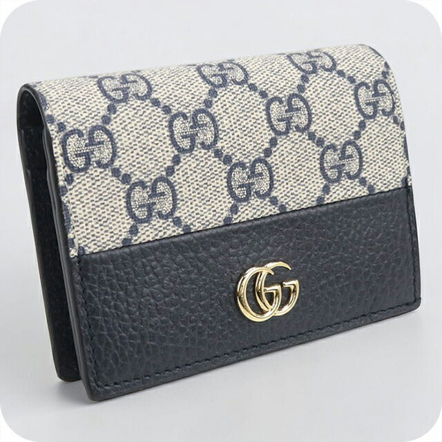 中古 グッチ 二つ折り財布 二折財布 レディース ブランド GUCCI ダブルG カードケースウォレット レザー 658610 ネイビー 財布 USDGU107150011