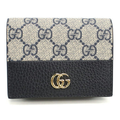 中古 グッチ 二つ折り財布 二折財布 レディース ブランド GUCCI GGスプリーム カードケース ウォレット レザー 658610 ネイビー USDGU107151011