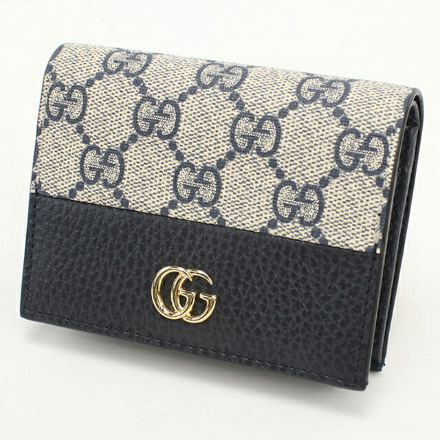 中古 グッチ 二つ折り財布 二折財布 レディース ブランド GUCCI GGスプリーム カードケース ウォレット レザー 658610 ネイビー USDGU107151011