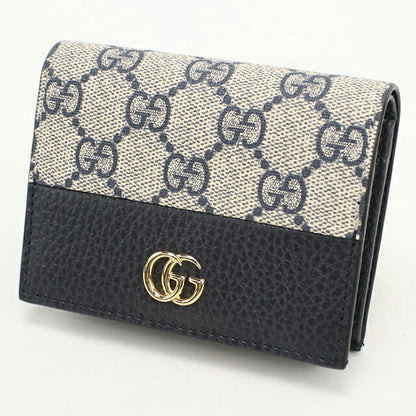 中古 グッチ 二つ折り財布 二折財布 レディース ブランド GUCCI GGスプリーム カードケース ウォレット レザー 658610 ネイビー USDGU107151011