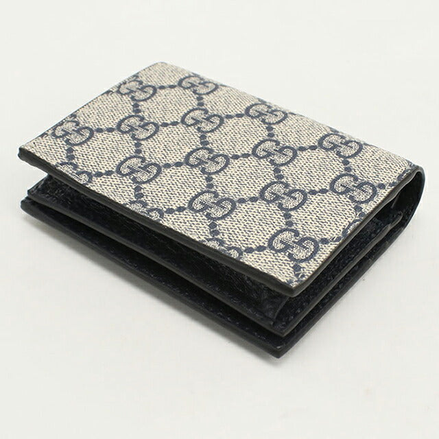 中古 グッチ 二つ折り財布 二折財布 レディース ブランド GUCCI GGスプリーム カードケース ウォレット レザー 658610 ネイビー USDGU107151011