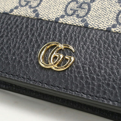 中古 グッチ 二つ折り財布 二折財布 レディース ブランド GUCCI GGスプリーム カードケース ウォレット レザー 658610 ネイビー USDGU107151011