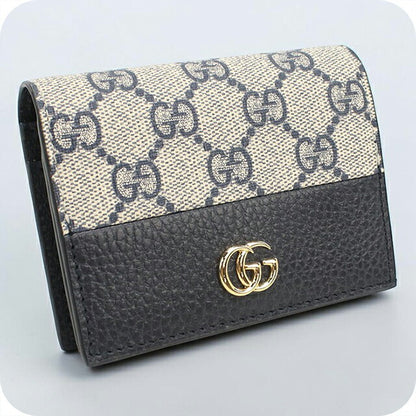 中古 グッチ 二つ折り財布 二折財布 レディース ブランド GUCCI GGスプリーム カードケース ウォレット レザー 658610 ネイビー USDGU107151011