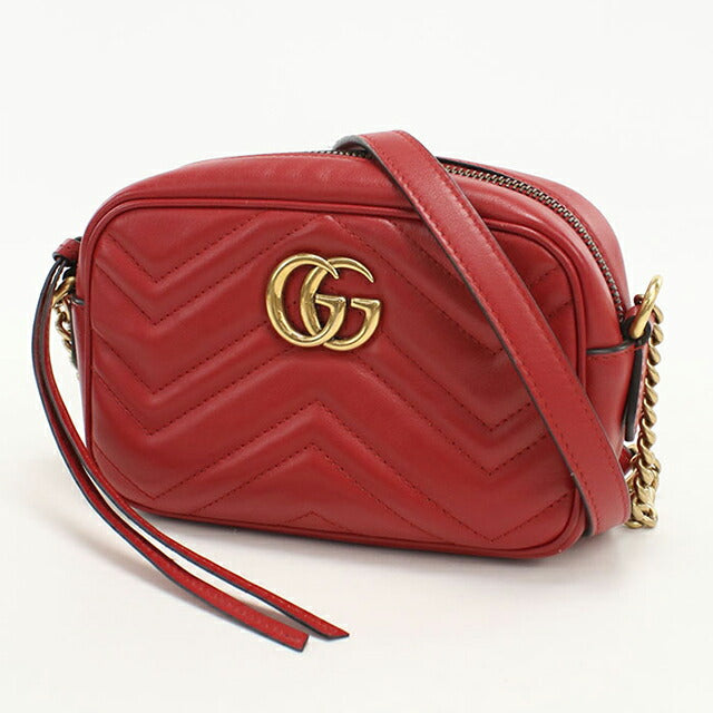 中古 グッチ 斜め掛け ショルダーバッグ レディース ブランド GUCCI GGマーモント ミニ カメラバッグ 448065 レッド USDGU107251011