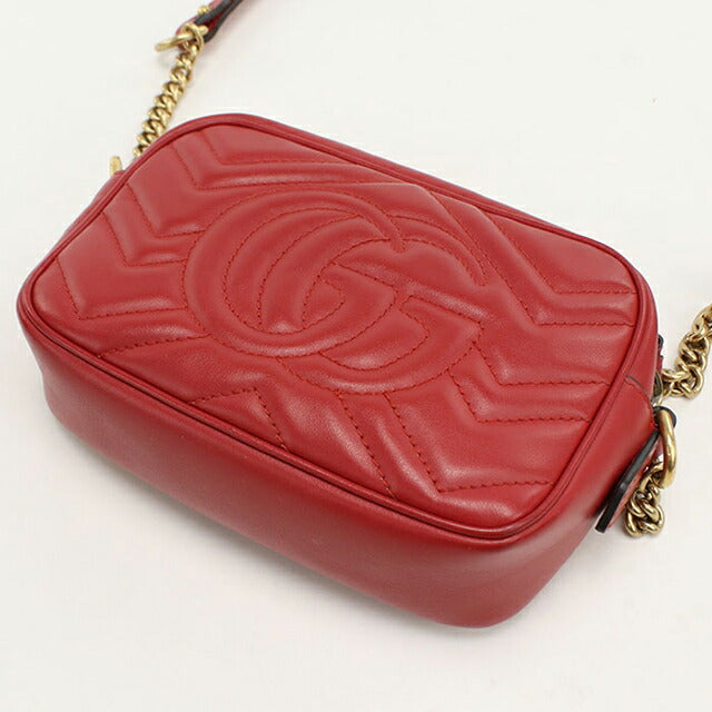 中古 グッチ 斜め掛け ショルダーバッグ レディース ブランド GUCCI GGマーモント ミニ カメラバッグ 448065 レッド USDGU107251011