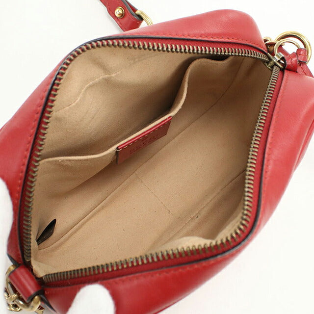 中古 グッチ 斜め掛け ショルダーバッグ レディース ブランド GUCCI GGマーモント ミニ カメラバッグ 448065 レッド USDGU107251011