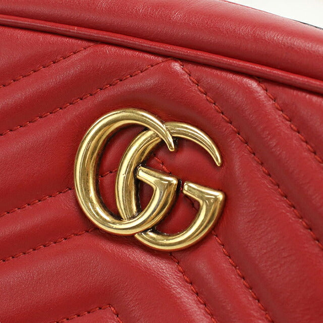 中古 グッチ 斜め掛け ショルダーバッグ レディース ブランド GUCCI GGマーモント ミニ カメラバッグ 448065 レッド USDGU107251011