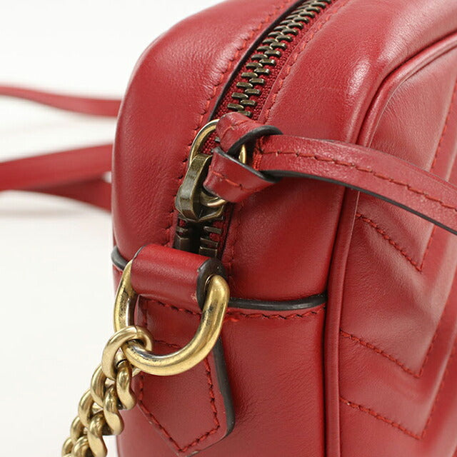 中古 グッチ 斜め掛け ショルダーバッグ レディース ブランド GUCCI GGマーモント ミニ カメラバッグ 448065 レッド USDGU107251011