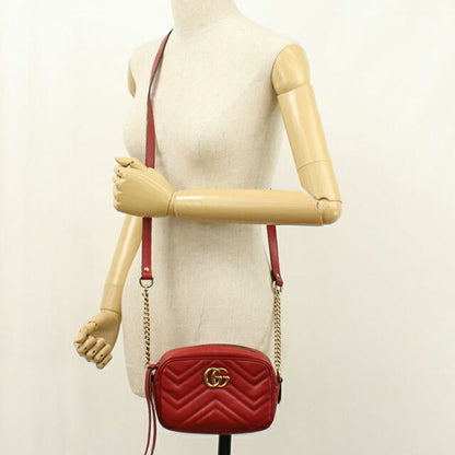 中古 グッチ 斜め掛け ショルダーバッグ レディース ブランド GUCCI GGマーモント ミニ カメラバッグ 448065 レッド USDGU107251011
