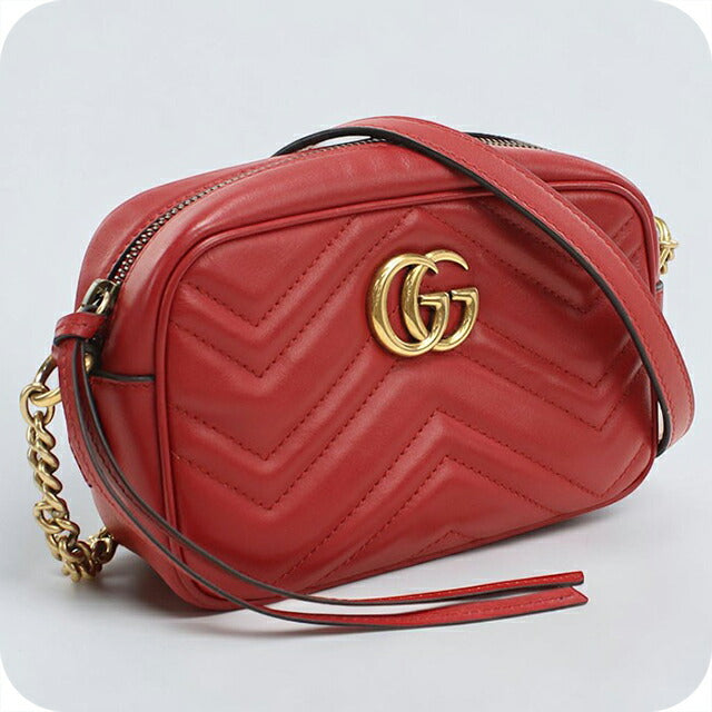 中古 グッチ 斜め掛け ショルダーバッグ レディース ブランド GUCCI GGマーモント ミニ カメラバッグ 448065 レッド USDGU107251011