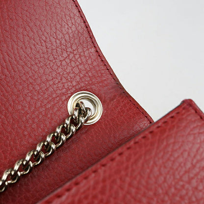 中古 グッチ 斜め掛け ショルダーバッグ レディース ブランド GUCCI インターロッキングG チェーン レザー 510304 レッド バッグ USDGU107276011