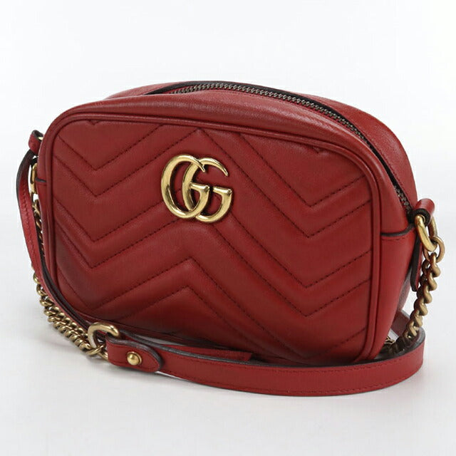 中古 グッチ 斜め掛け ショルダーバッグ レディース ブランド GUCCI GGマーモント ミニ カメラバッグ レザー 448065 レッド バッグ USDGU107361011