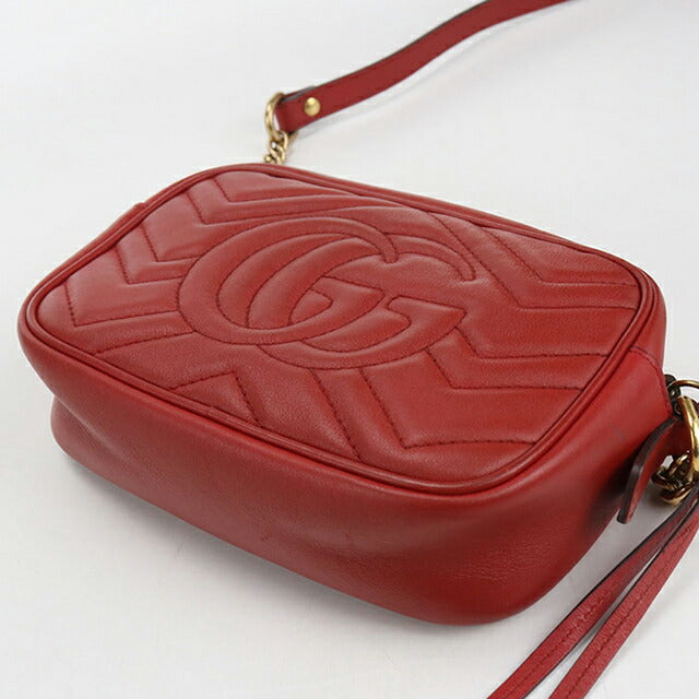 中古 グッチ 斜め掛け ショルダーバッグ レディース ブランド GUCCI GGマーモント ミニ カメラバッグ レザー 448065 レッド バッグ USDGU107361011