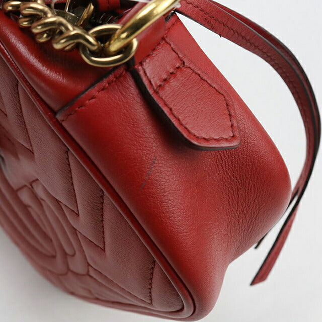 中古 グッチ 斜め掛け ショルダーバッグ レディース ブランド GUCCI GGマーモント ミニ カメラバッグ レザー 448065 レッド バッグ USDGU107361011