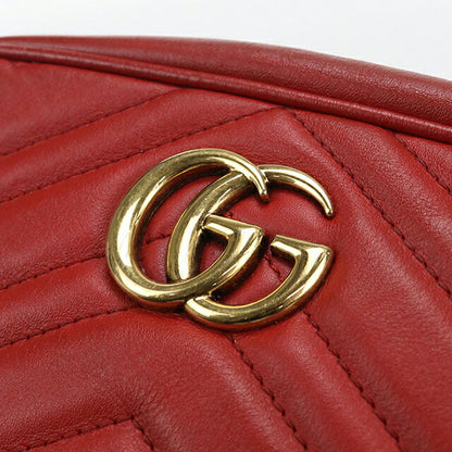 中古 グッチ 斜め掛け ショルダーバッグ レディース ブランド GUCCI GGマーモント ミニ カメラバッグ レザー 448065 レッド バッグ USDGU107361011