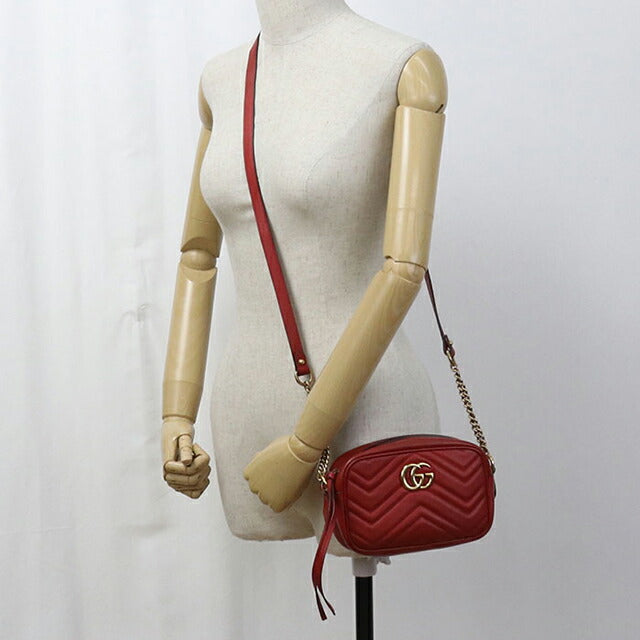 グッチ 448065 ショルダーバッグ レッド  GUCCI GGマーモント マトラッセ GUCCI（グッチ） GGマーモント ショルダーバッグ レザー 448065 レッド