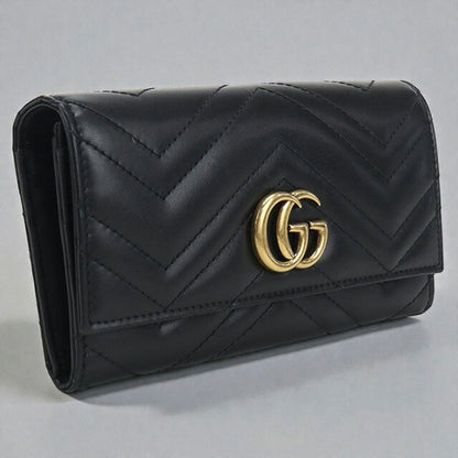 中古 グッチ 長財布二折 レディース ブランド GUCCI ダブルG コンチネンタルウォレット レザー 443436 ブラック 財布 USDGU107564011
