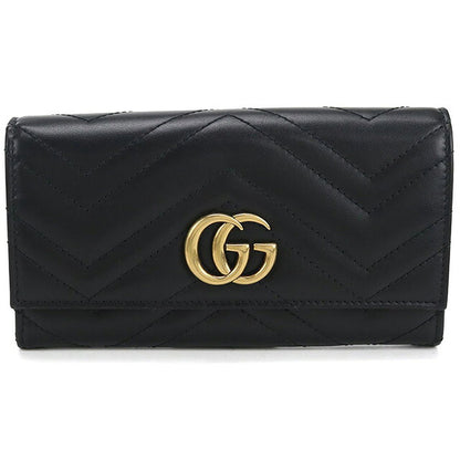中古 グッチ 長財布二折 レディース ブランド GUCCI ダブルG コンチネンタルウォレット レザー 443436 ブラック 財布 USDGU107564011