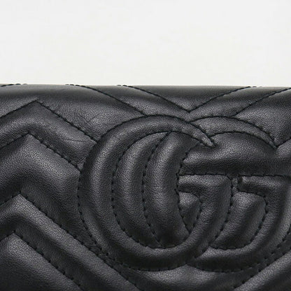 中古 グッチ 長財布二折 レディース ブランド GUCCI ダブルG コンチネンタルウォレット レザー 443436 ブラック 財布 USDGU107564011