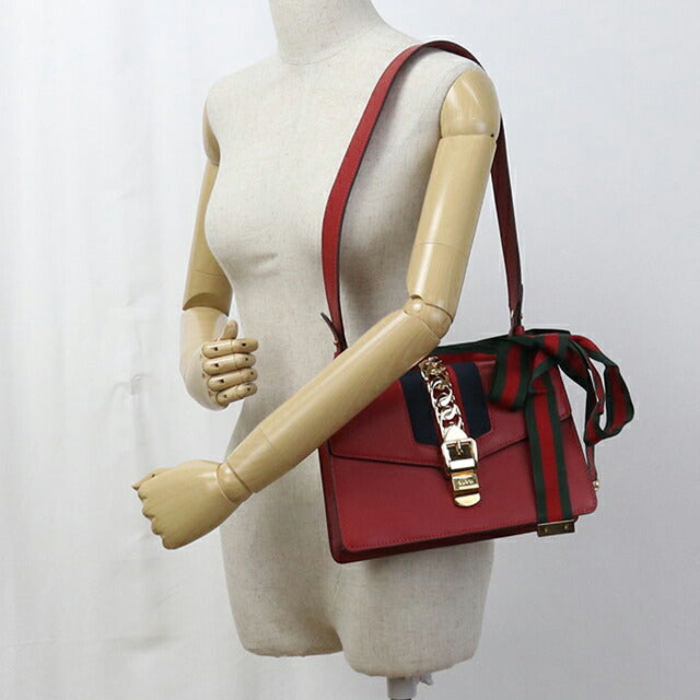 中古 グッチ ショルダーバッグ レディース ブランド GUCCI シルヴィ レザー 421882 レッド バッグ USDGU107653011
