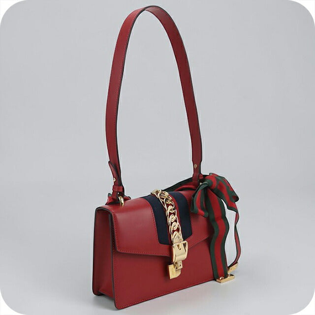 中古 グッチ ショルダーバッグ レディース ブランド GUCCI シルヴィ レザー 421882 レッド バッグ USDGU107653011