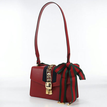 中古 グッチ ショルダーバッグ レディース ブランド GUCCI シルヴィ レザー 421882 レッド バッグ USDGU107653011