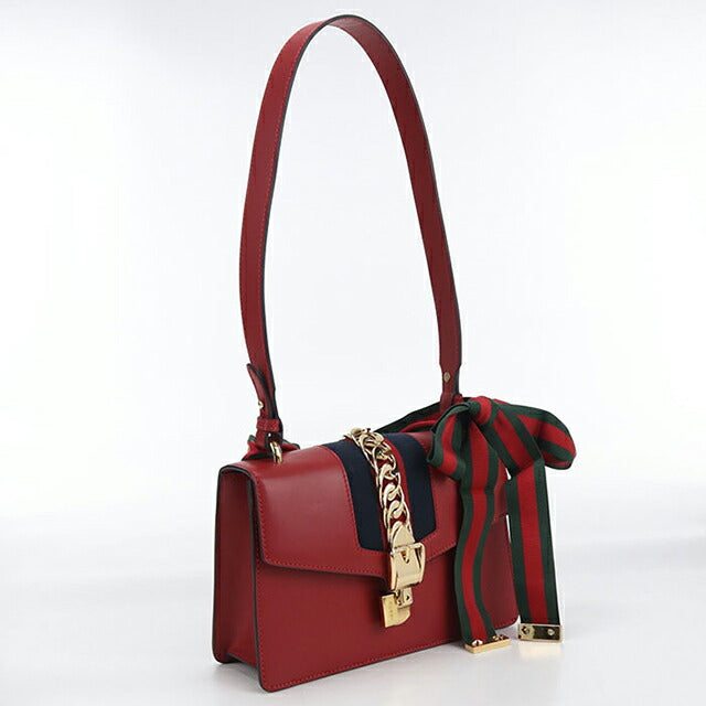 中古 グッチ ショルダーバッグ レディース ブランド GUCCI シルヴィ レザー 421882 レッド バッグ USDGU107653011