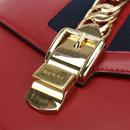 中古 グッチ ショルダーバッグ レディース ブランド GUCCI シルヴィ レザー 421882 レッド バッグ USDGU107653011