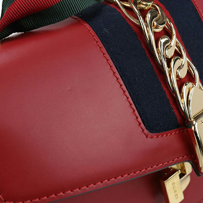 中古 グッチ ショルダーバッグ レディース ブランド GUCCI シルヴィ レザー 421882 レッド バッグ USDGU107653011