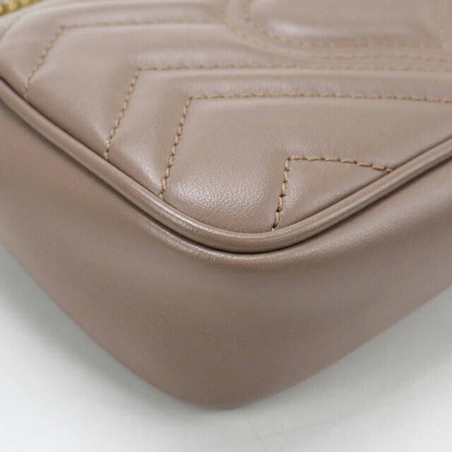 Used Gucci shoulder bag ladies brand GUCCI GG Marmont mini bag leather 476433 beige USDGU107928011