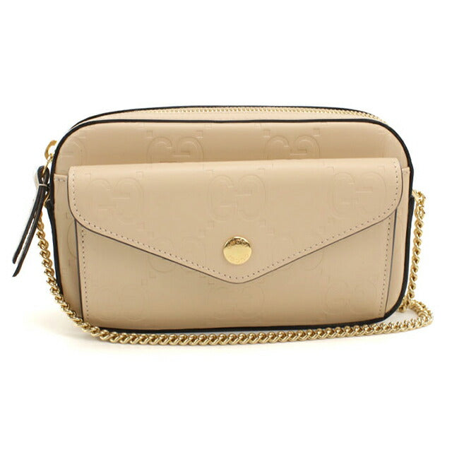 中古 グッチ 斜め掛け ショルダーバッグ レディース ブランド GUCCI チェーン レザー 781554 ベージュ USDGU108543011