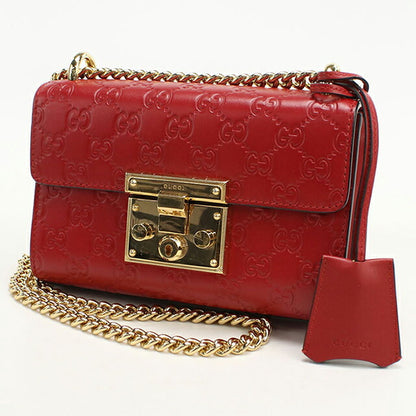 中古 グッチ ショルダーバッグ レディース ブランド GUCCI グッチシマ チェーンショルダーバッグ レザー 409437 レッド USDGU108555011