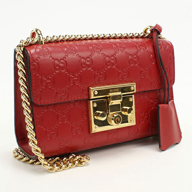 中古 グッチ ショルダーバッグ レディース ブランド GUCCI グッチシマ チェーンショルダーバッグ レザー 409437 レッド USDGU108555011