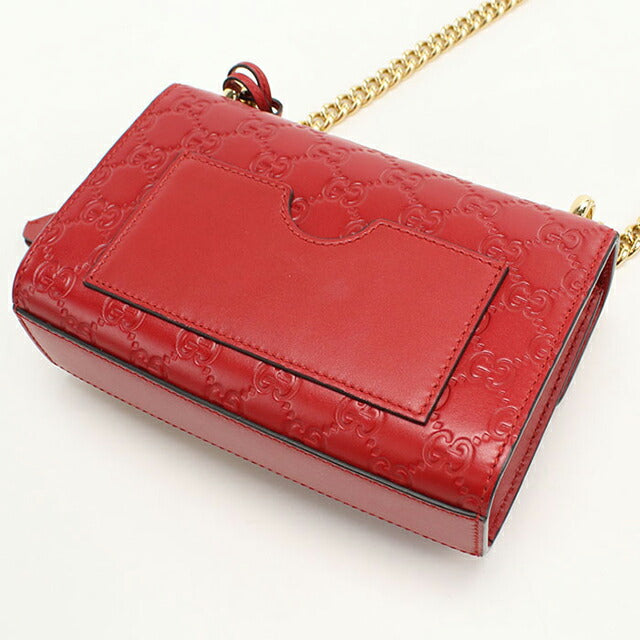 中古 グッチ ショルダーバッグ レディース ブランド GUCCI グッチシマ チェーンショルダーバッグ レザー 409437 レッド USDGU108555011
