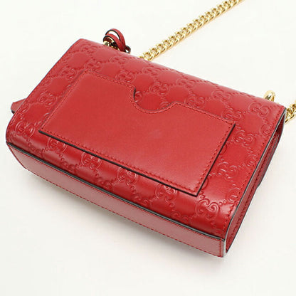 中古 グッチ ショルダーバッグ レディース ブランド GUCCI グッチシマ チェーンショルダーバッグ レザー 409437 レッド USDGU108555011