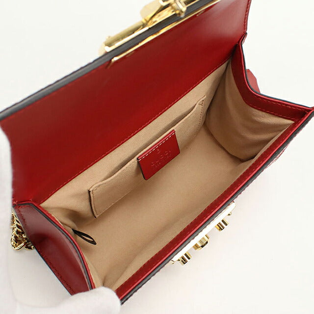 中古 グッチ ショルダーバッグ レディース ブランド GUCCI グッチシマ チェーンショルダーバッグ レザー 409437 レッド USDGU108555011