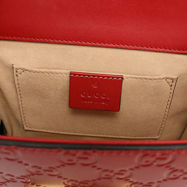 中古 グッチ ショルダーバッグ レディース ブランド GUCCI グッチシマ チェーンショルダーバッグ レザー 409437 レッド USDGU108555011