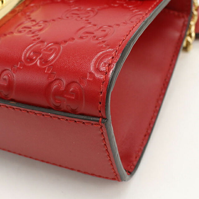 中古 グッチ ショルダーバッグ レディース ブランド GUCCI グッチシマ チェーンショルダーバッグ レザー 409437 レッド USDGU108555011