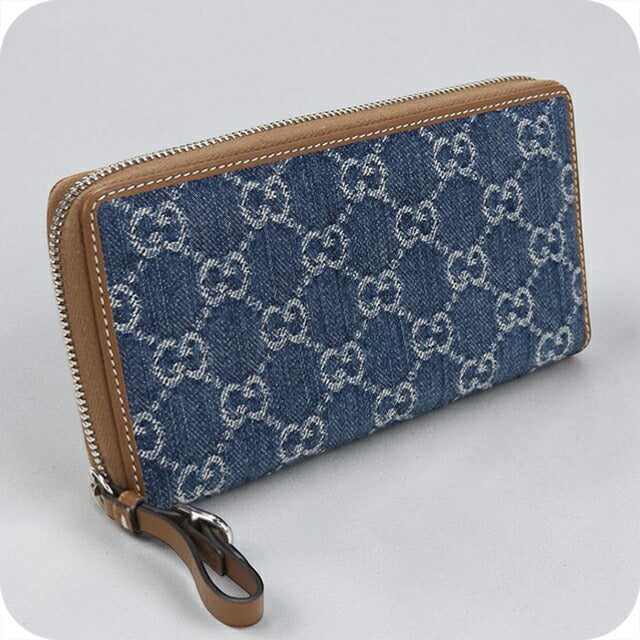 Used Gucci long wallet round zipper ladies brand GUCCI GG denim zip around wallet 819122 blue USDGU108685011
