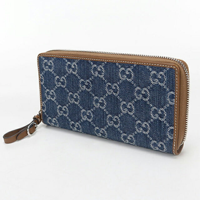 Used Gucci long wallet round zipper ladies brand GUCCI GG denim zip around wallet 819122 blue USDGU108685011