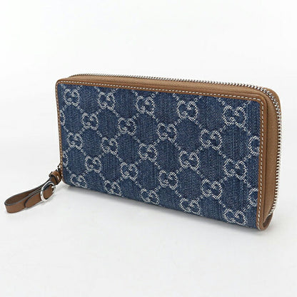 Used Gucci long wallet round zipper ladies brand GUCCI GG denim zip around wallet 819122 blue USDGU108685011