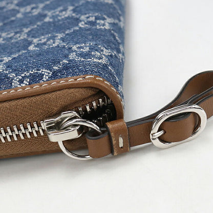 Used Gucci long wallet round zipper ladies brand GUCCI GG denim zip around wallet 819122 blue USDGU108685011