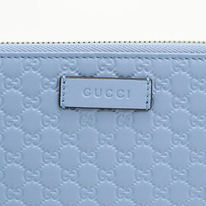 中古 グッチ 長財布ラウンドファスナー レディース ブランド GUCCI マイクログッチシマ レザー 449391 ブルー USDGU108791011