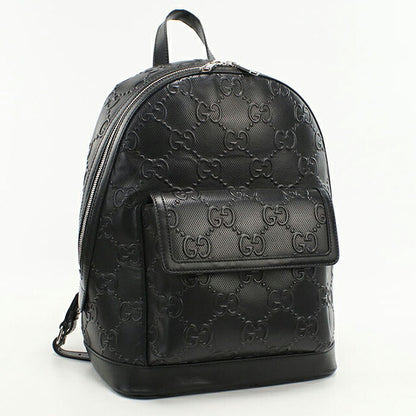 中古 グッチ リュック メンズ ブランド GUCCI GGエンボス バックパック レザー 658579 ブラック USDGU108930011