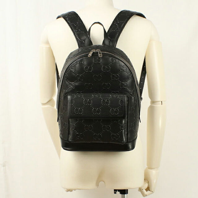 中古 グッチ リュック メンズ ブランド GUCCI GGエンボス バックパック レザー 658579 ブラック USDGU108930011