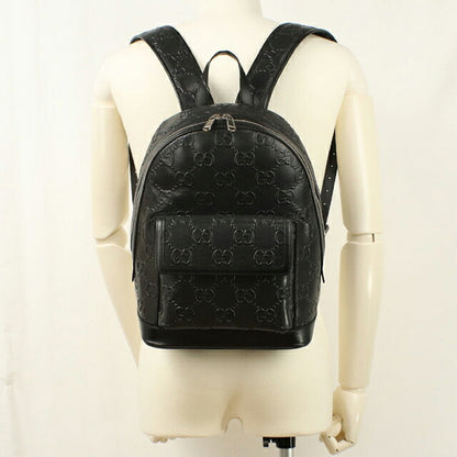 中古 グッチ リュック メンズ ブランド GUCCI GGエンボス バックパック レザー 658579 ブラック USDGU108930011