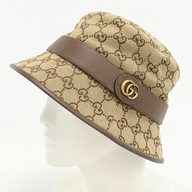 中古 グッチ ハット ユニセックス ブランド GUCCI GGキャンバス フェドラハット レザー 576587 ベージュ 帽子 USDGU109170011