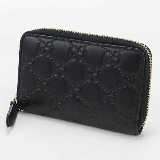 二手古驰零钱包女士品牌 GUCCI Guccisima 拉链零钱包皮革 447939 黑色 USDGU109253011