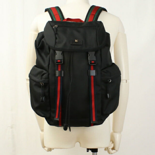 グッチ シェリーライン テクノキャンバス バックパック ブラック 429037 中古 グッチ リュック メンズ ブランド GUCCI シェリー バックパック